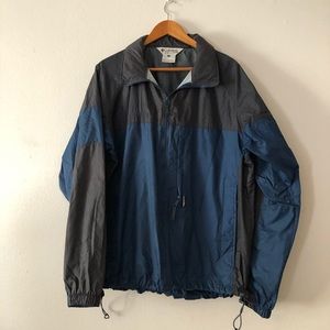 Columbia Navy And Gray Packable Hooded Windbreaker